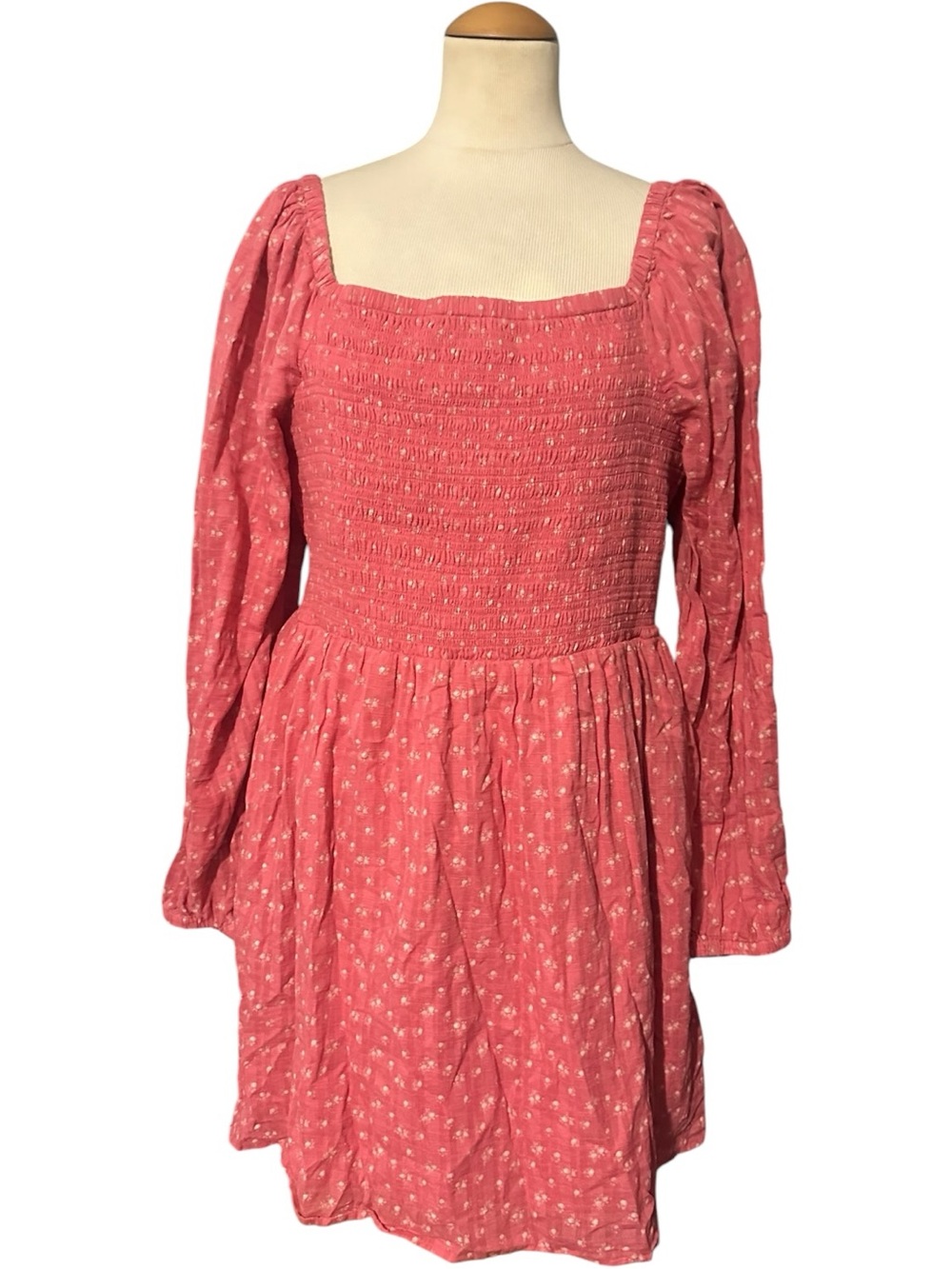 American Eagle Longsleeve Smocked Mini Dress Orange Size XL